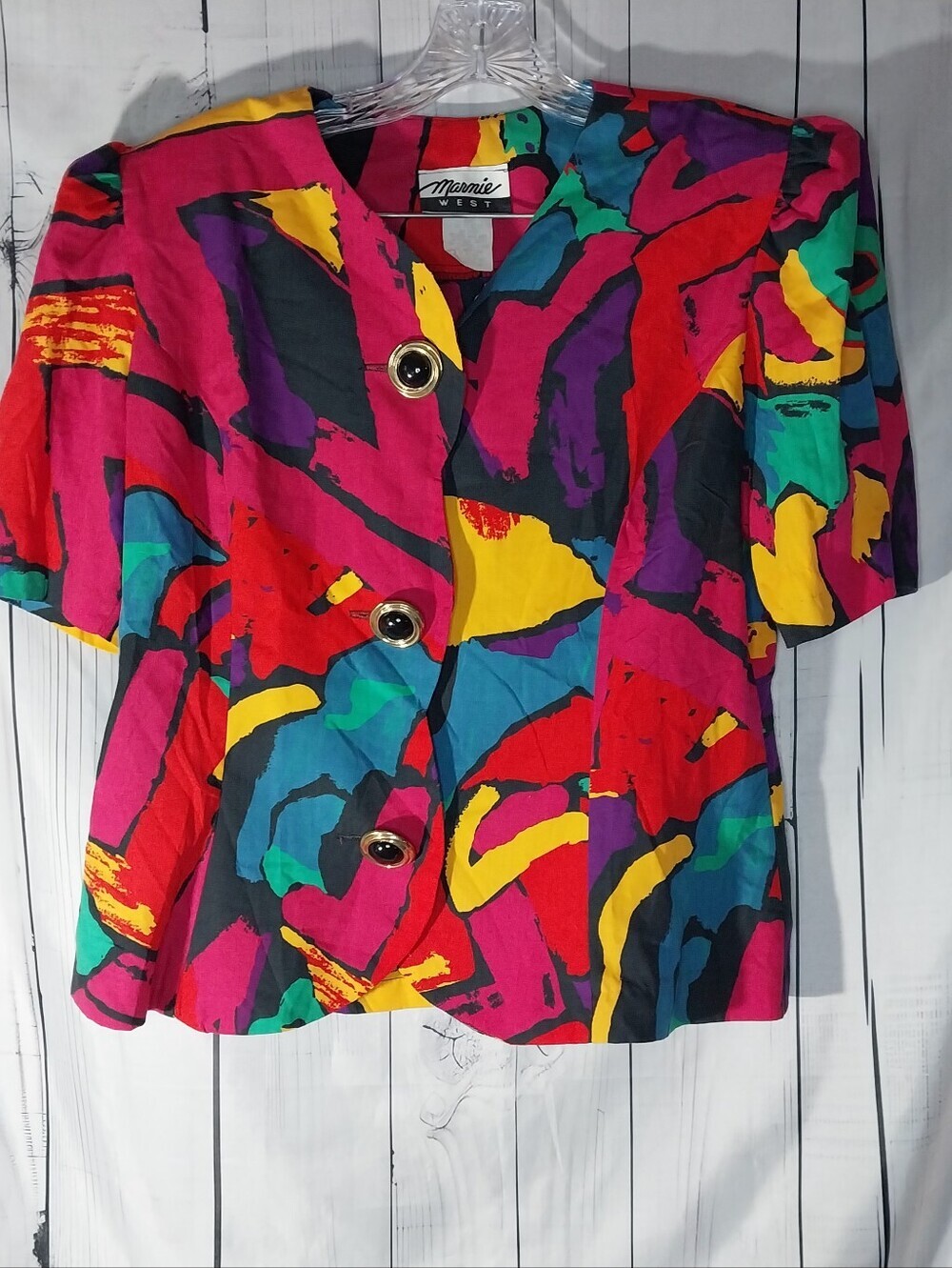 Marmie West Vintge 1980’s Colorful Abstract Maximalist Retro Artsy Top